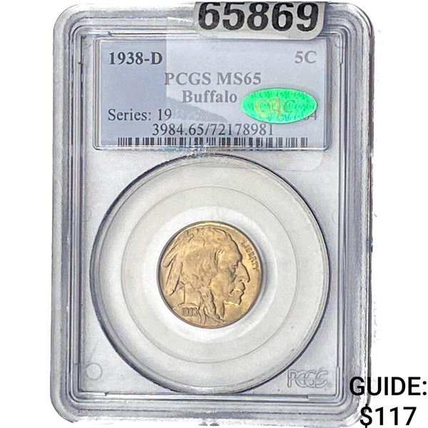1938-D CAC Buffalo Nickel PCGS MS65