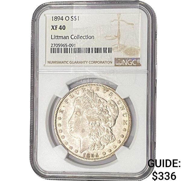 1894-O Morgan Silver Dollar NGC XF40 Littman Coll.