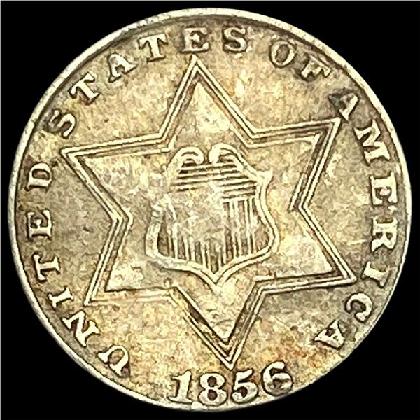1856 Silver Three-Cent Piece NEARLY  UNCIRCULATED