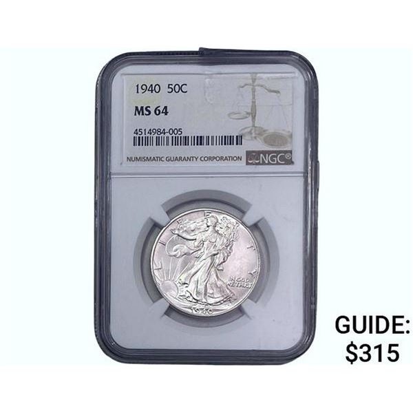 1940 Walking Liberty Half Dollar NGC MS64