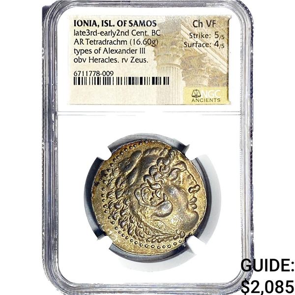 Ionia, late3rd-early2nd Cent.BC Tetradrachm 16.60g NGC ChVF
