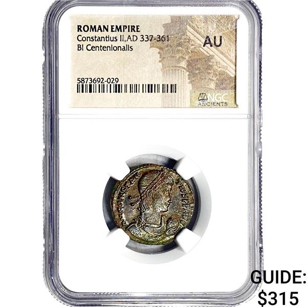 Roman Constantius II,AD 337-361 BI Centenionalls NGC AU