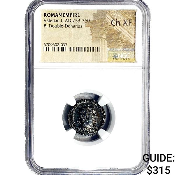 Roman Valerian I, AD 253-260 BI Dbl-Denarius NGC ChXF