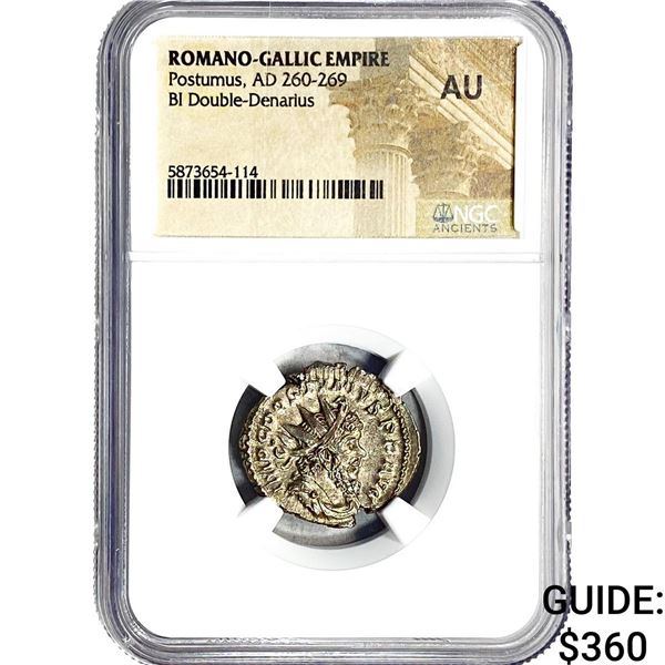 Romano-Gallic Postumus,AD260-269 BI Dbl-Denarius NGC AU