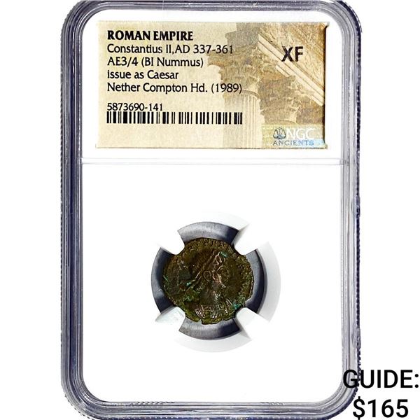 Roman Constantius II, AD337-361 AE3/4 BI Nummus NGC XF