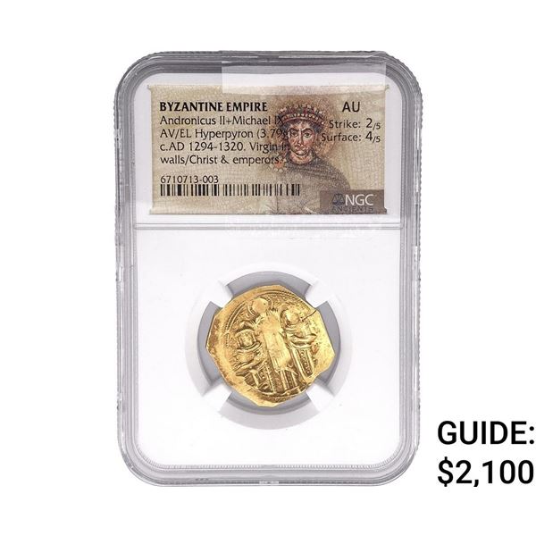 1294-1320 Byzantine Gold Andronicus II+Michael IX NGC AU