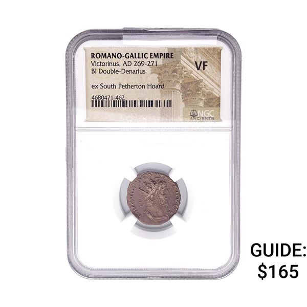 Romano-Gallic Victorinus,AD269-271 BI Dbl-Denarius NGC VF