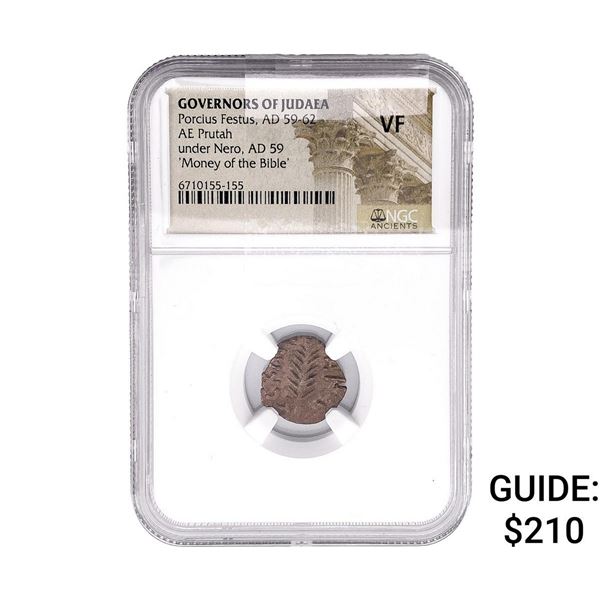 Judaea Porcius Festus 59-62 AD ,Under Nero 59 AD NGC VF