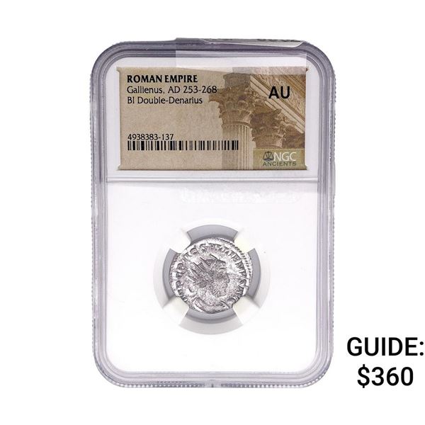 Roman Gallienus, AD 253-268 BI Dbl-Denarius NGC AU
