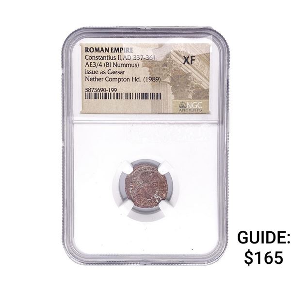 Roman Constantius II,AD 337-361 AE3/4 BI Nummus NGC XF