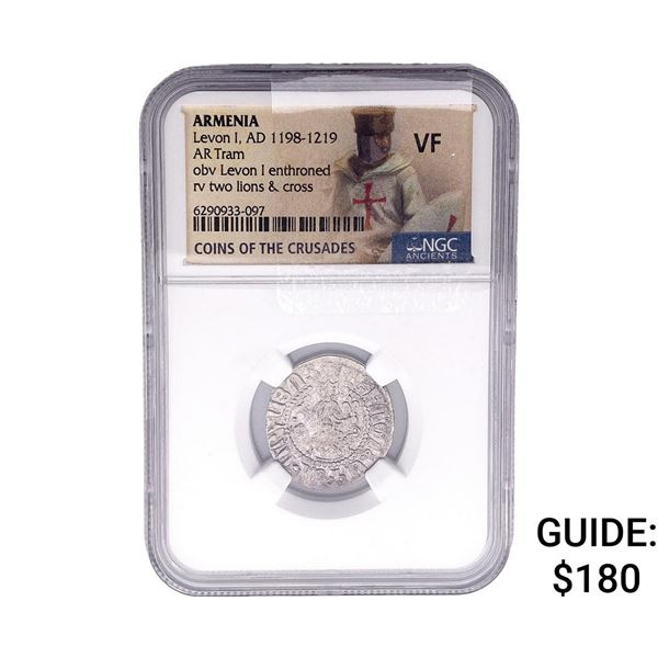 1198-1219 AD Armenia Levon I AR Tram NGC VF