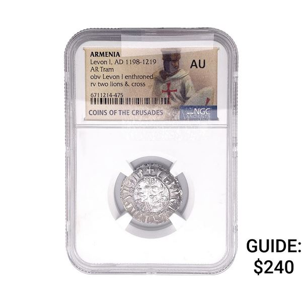 1198-1219 AD Armenia Levon I AR Tram NGC AU