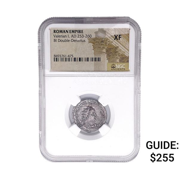 Roman Valerian I,AD 253-260 BI Dbl-Denarius NGC XF
