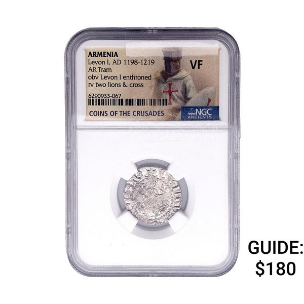 1198-1219 AD Armenia Levon I AR Tram NGC VF
