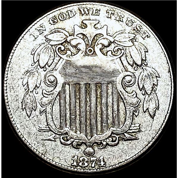 1874 Shield Nickel LIGHTLY CIRCULATED