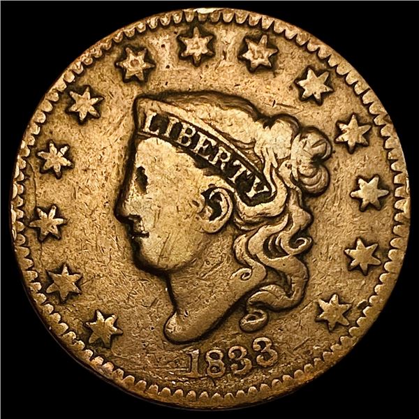 1833 Coronet Head Large Cent LIGHTLY  CIRCULATED