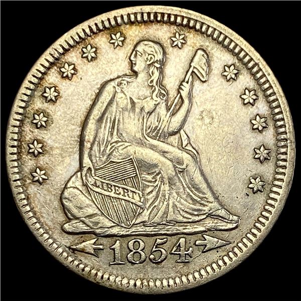 1854 Arrows Seated Liberty Quarter CLOSELY  UNCIRCULATED