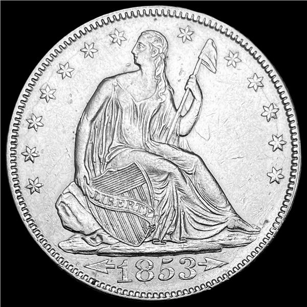 1853 Arrows/Rays Seated Liberty Half Dollar  CLOSELY UNCIRCULATED