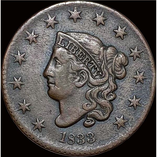 1833 Copper Large Cent LIGHTLY CIRCULATED