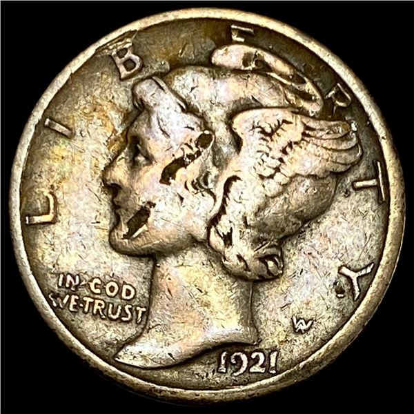 1921-D Silver Mercury Dime LIGHTLY CIRCULATED