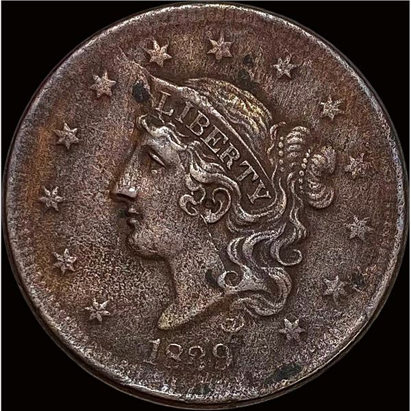 1839 Coronet Head Large Cent LIGHTLY  CIRCULATED