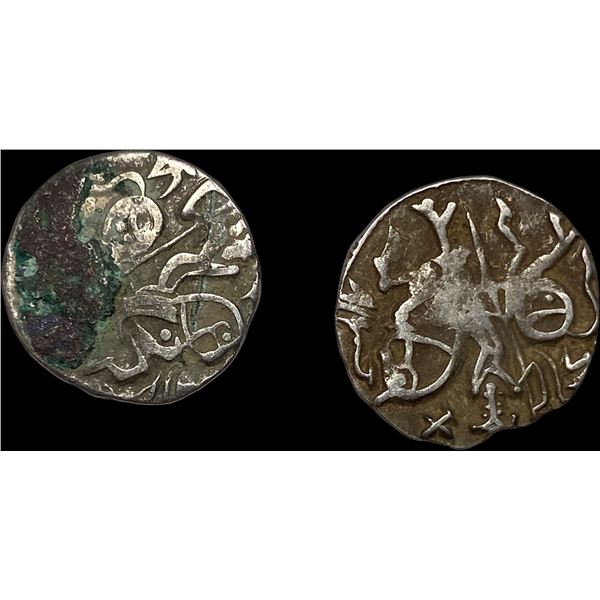 [2 Coins]700-1000 AD India Rajput SIlver Jital NEARLY UNCIRCULATED