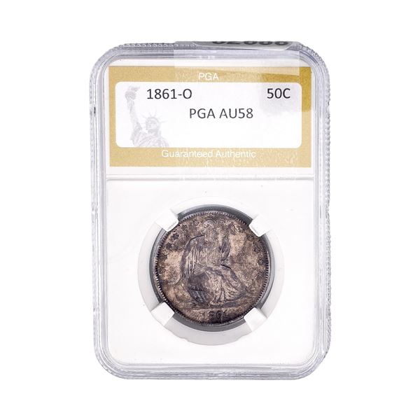 1861-O Seated Liberty Half Dollar PGA AU58