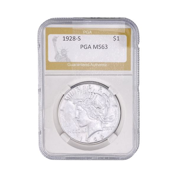 1928-S Silver Peace Dollar PGA MS63