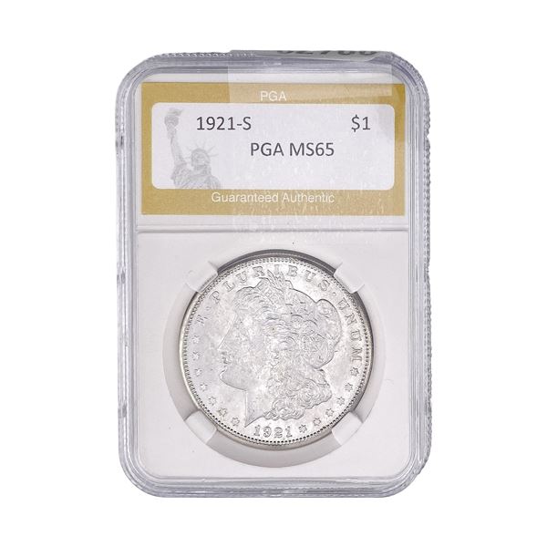 1921-S Morgan Silver Dollar PGA MS65