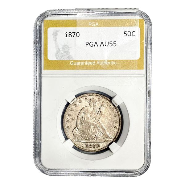 1870 Seated Liberty Half Dollar PGA AU55