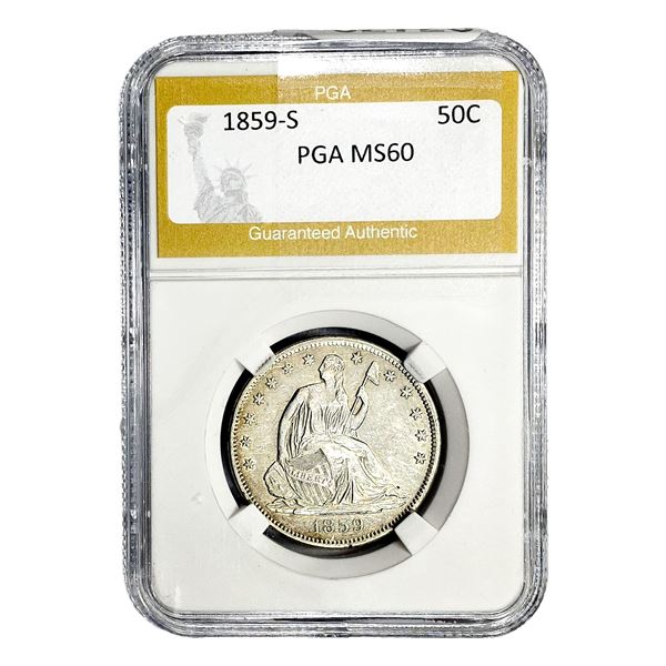 1859-S Seated Liberty Half Dollar PGA MS60
