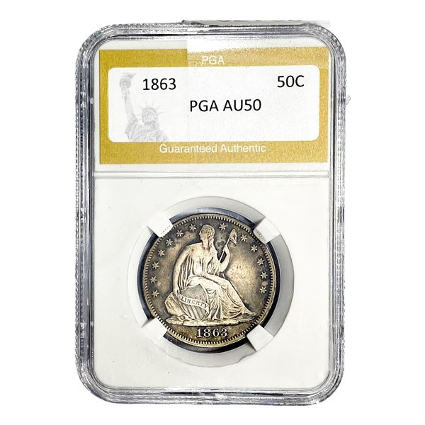 1863 Seated Liberty Half Dollar PGA AU50