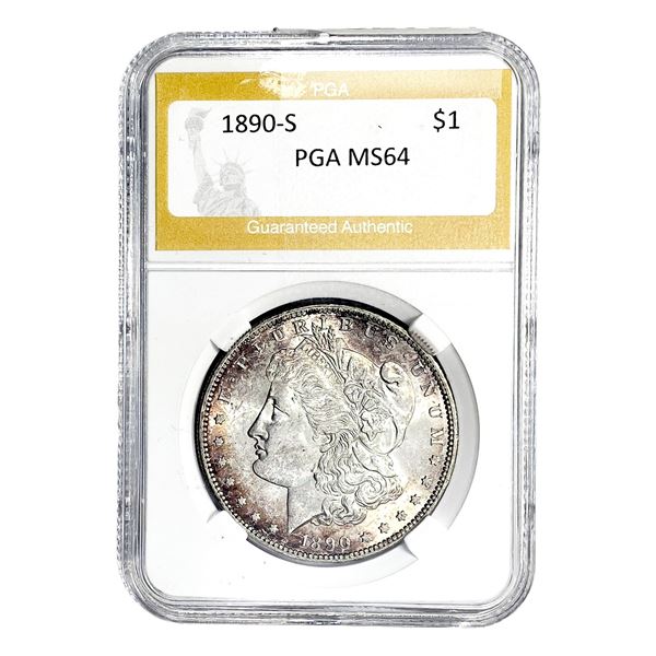 1890-S Morgan Silver Dollar PGA MS64