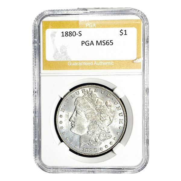 1880-S Morgan Silver Dollar PGA MS65