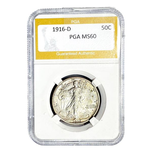 1916-D Walking Liberty Half Dollar PGA MS60