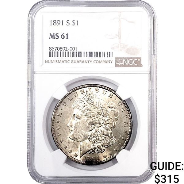 1891-S Morgan Silver Dollar NGC MS61