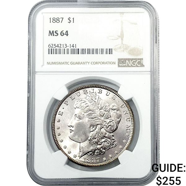 1887 Morgan Silver Dollar NGC MS64