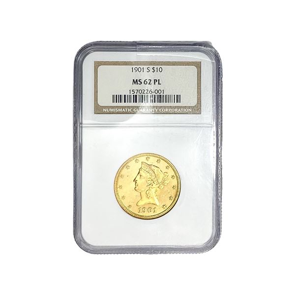 1901-S 1/4oz $10 Gold Eagle PL NGC MS62