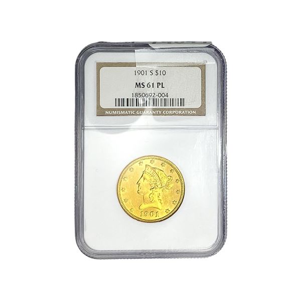 1901-S 1/4oz $10 Gold Eagle PL NGC MS61