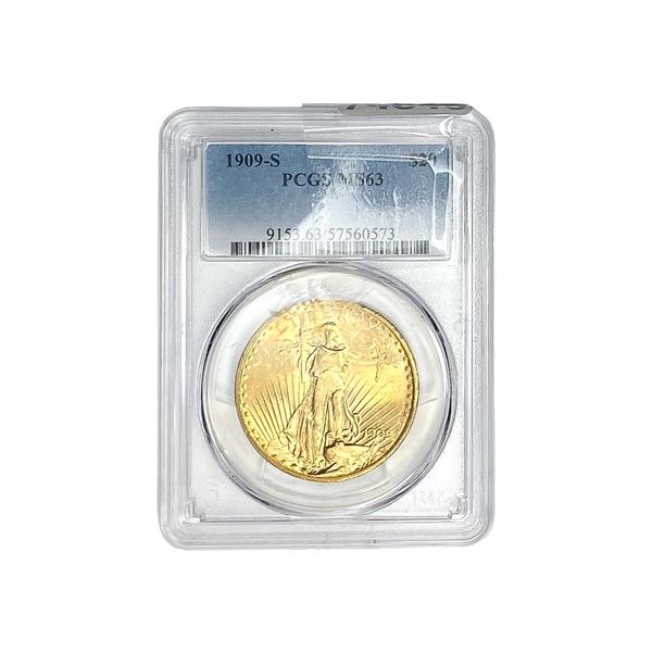 1909-S $20 Gold Double Eagle PCGS MS63