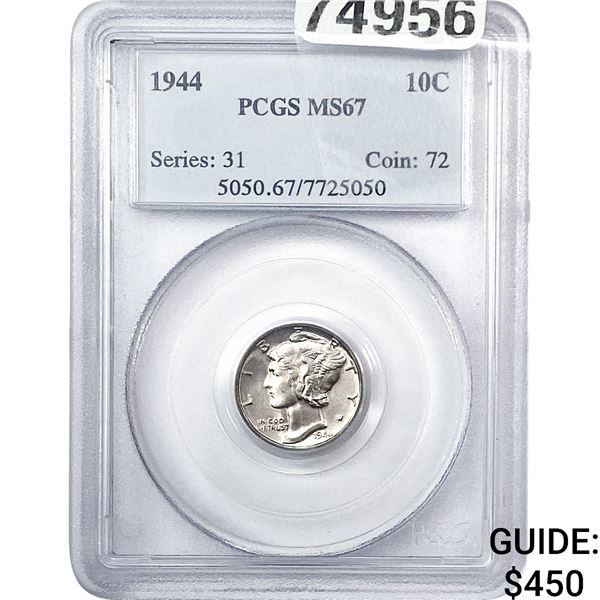 1944 Mercury Silver Dime PCGS MS67