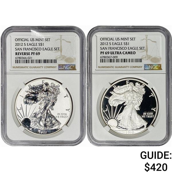 [2 Coins] 2012-S San Franciso Eagle Set $1 NGC PF69
