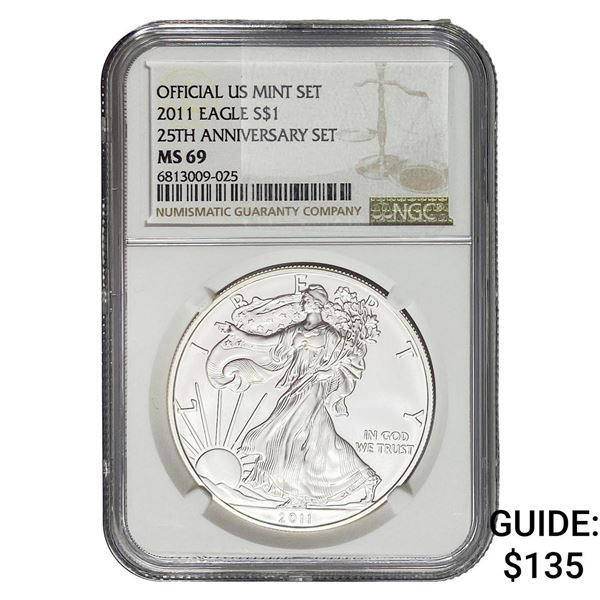2011-W Silver Eagle NGC MS69 25th Anniv.