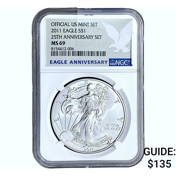 2011 Silver Eagle NGC MS69 25th Anniversary