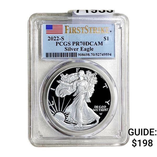 2022-S Silver Eagle PCGS PR70 DCAM First Strike