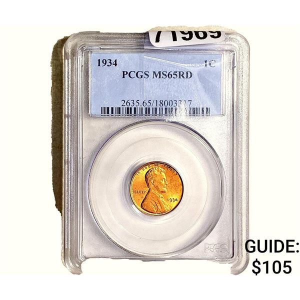 1934 Wheat Cent PCGS MS65 Red