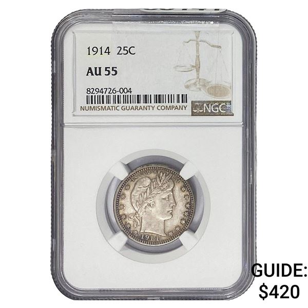 1914 Barber Quarter NGC AU55
