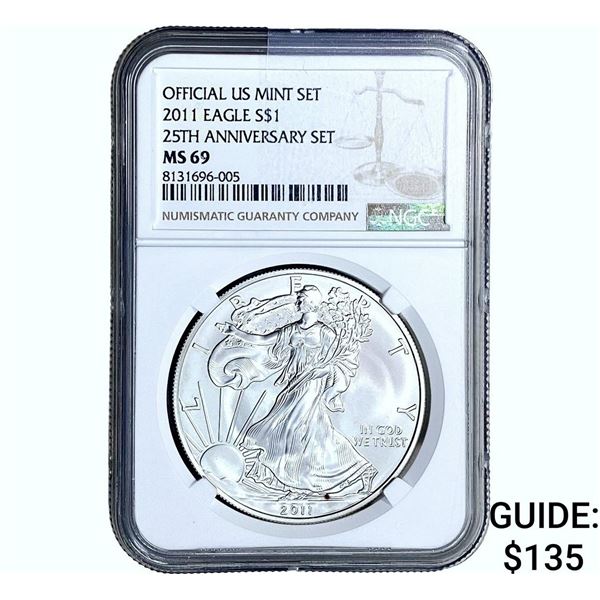 2011 Silver Eagle NGC MS69 25th Anniversary