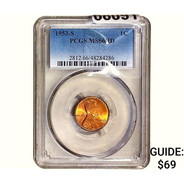 1953-S Wheat Cent PCGS MS66 RD
