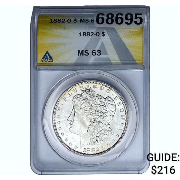 1882-O Morgan Silver Dollar ANACS MS63